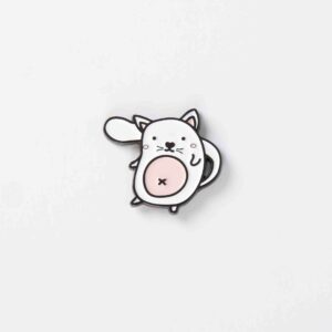 Cat enamel pin on white