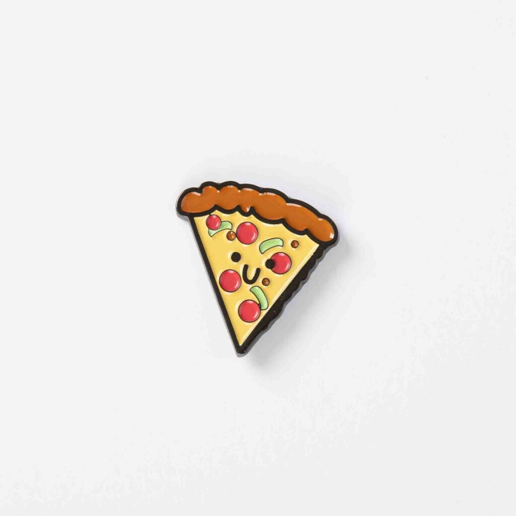 Pizza enamel pin on white