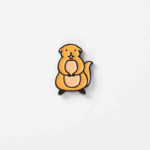 Groundhog enamel pin on white